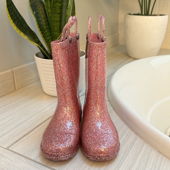 Girls Glitter Pink Rain Boots size 11 - Picture 4 of 7